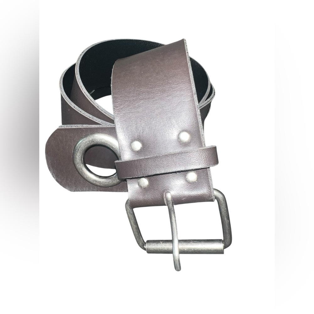 Women’s Dark Brown Statement‎ Belt Silver Hardware 25”-35”